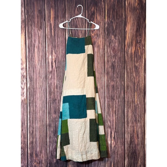 Banana Republic Dresses & Skirts - Banana Republic Maxi Dress Womens L Teal Cream Green Patchwork Strappy